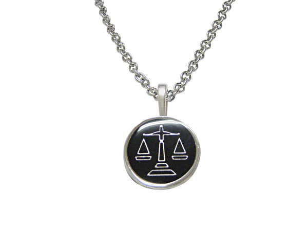 Black Scale of Justice Law Pendant Necklace