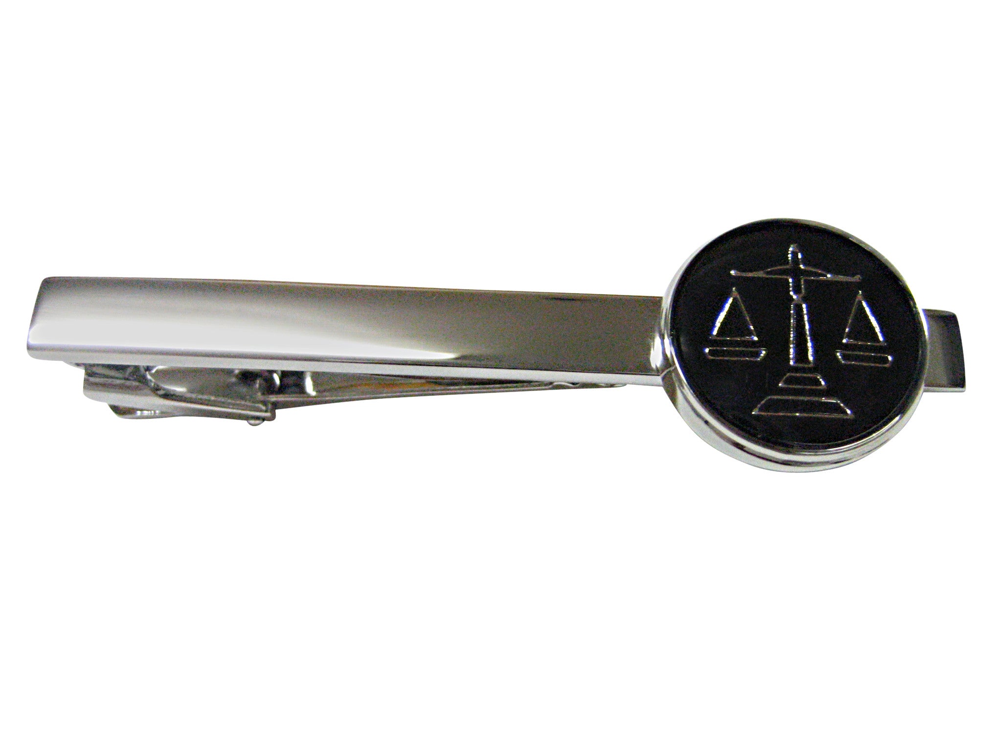 Black Scale of Justice Law Square Tie Clip