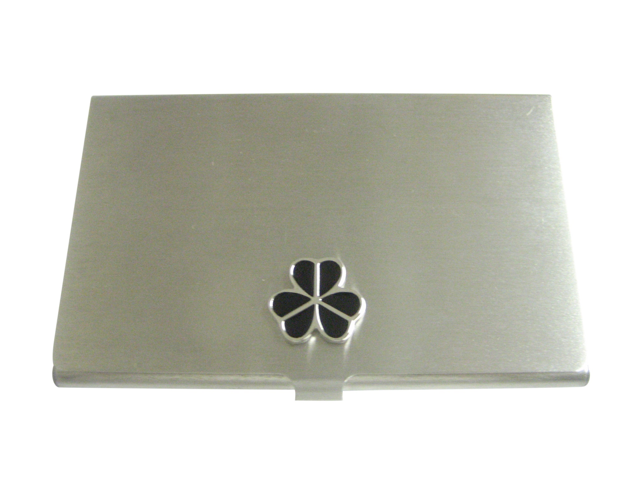 Black Shamrock Clover Pendant Business Card Holder