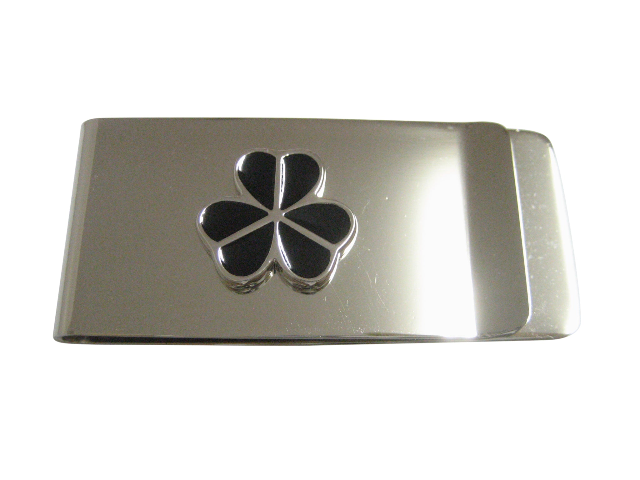 Black Shamrock Clover Pendant Money Clip