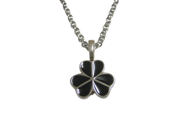 Black Shamrock Clover Pendant Necklace