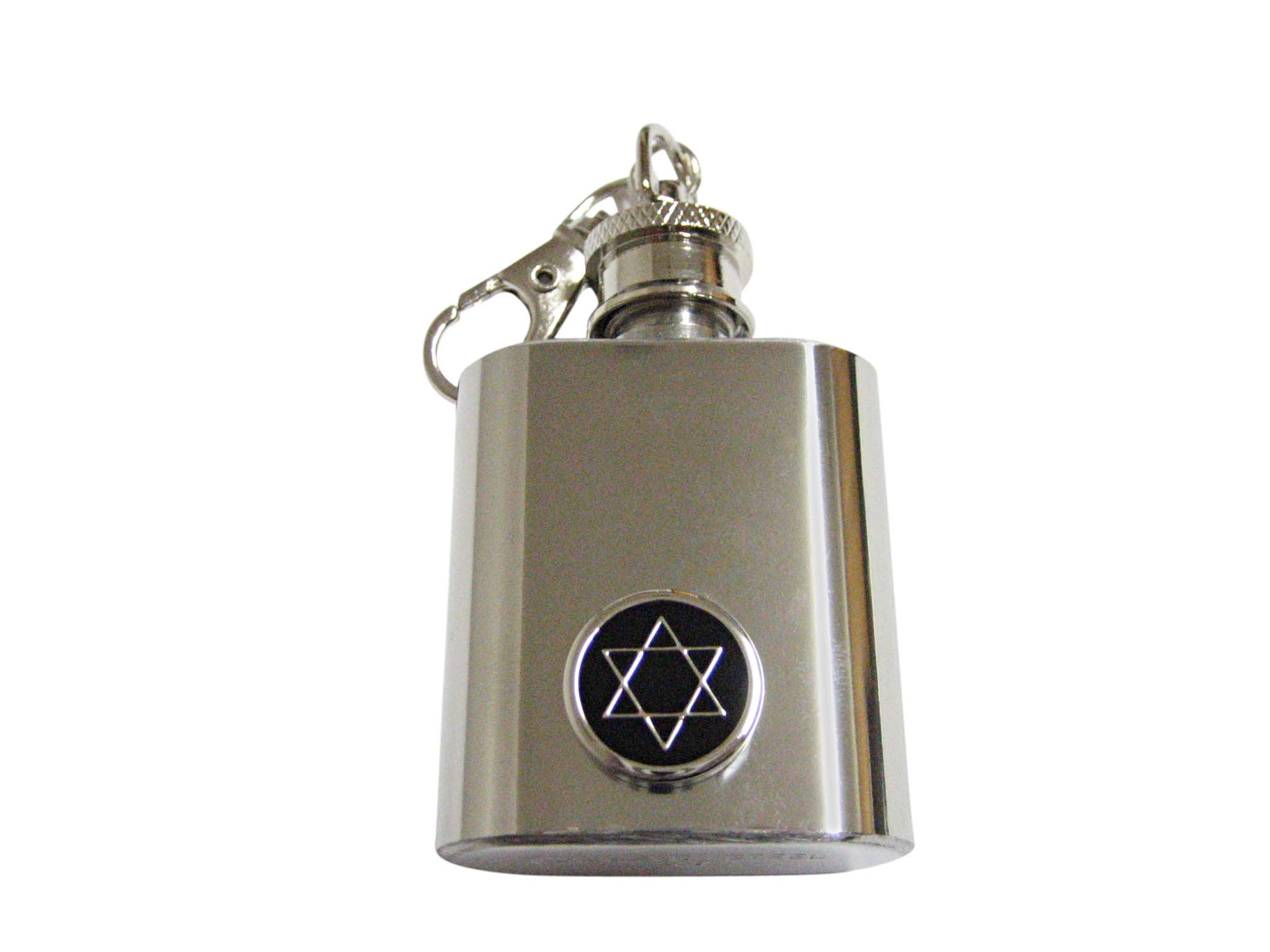 Black Star of David 1 Oz. Stainless Steel Key Chain Flask