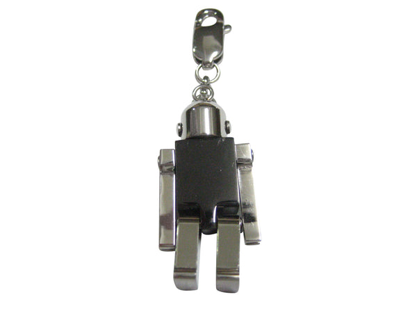 Black Toned Chrome Robot Pendant Zipper Pull Charm