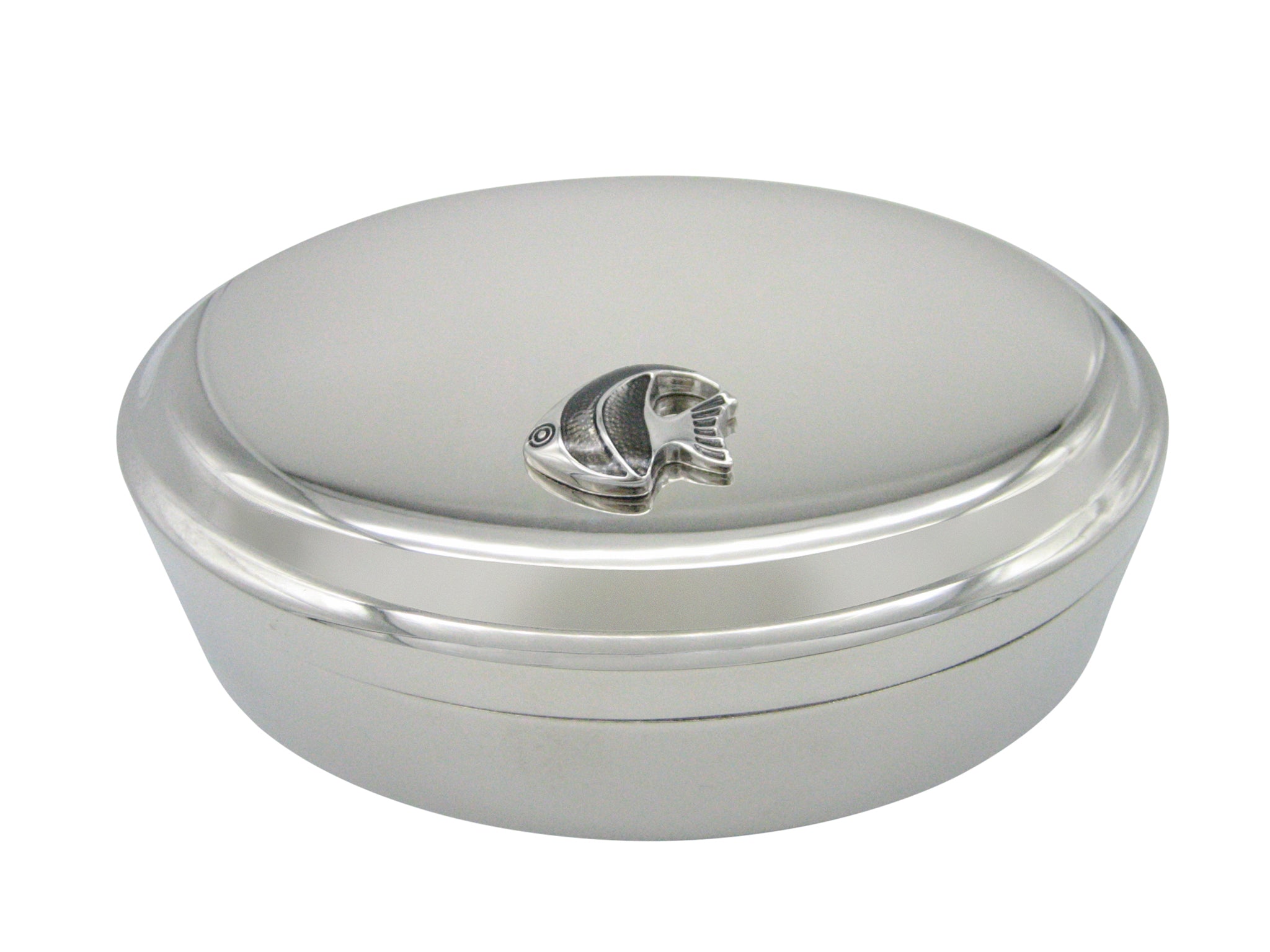 Black Tropical Fish Pendant Oval Trinket Jewelry Box
