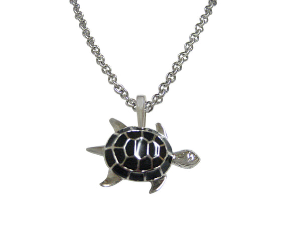 Black Turtle Tortoise Pendant Necklace