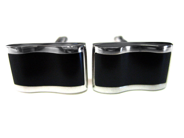 Black Wavy Cufflinks