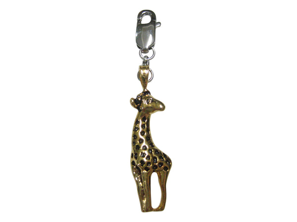 Black and Gold Toned Giraffe Pendant Zipper Pull Charm