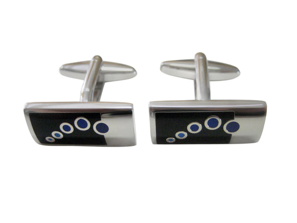 Black and Silver Design Cufflinks with Blue Circles