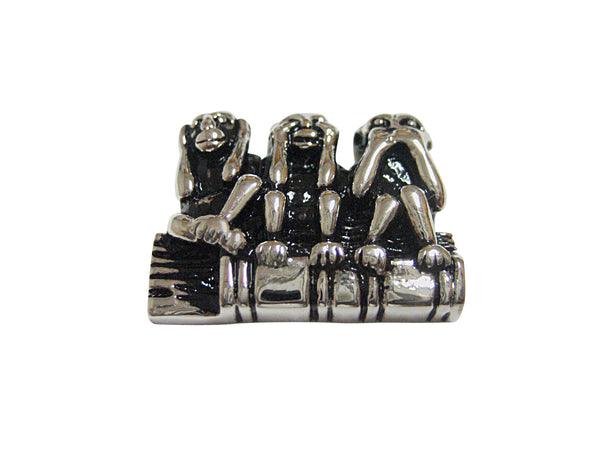 Black and Silver Toned 3 Wise Monkeys Magnet