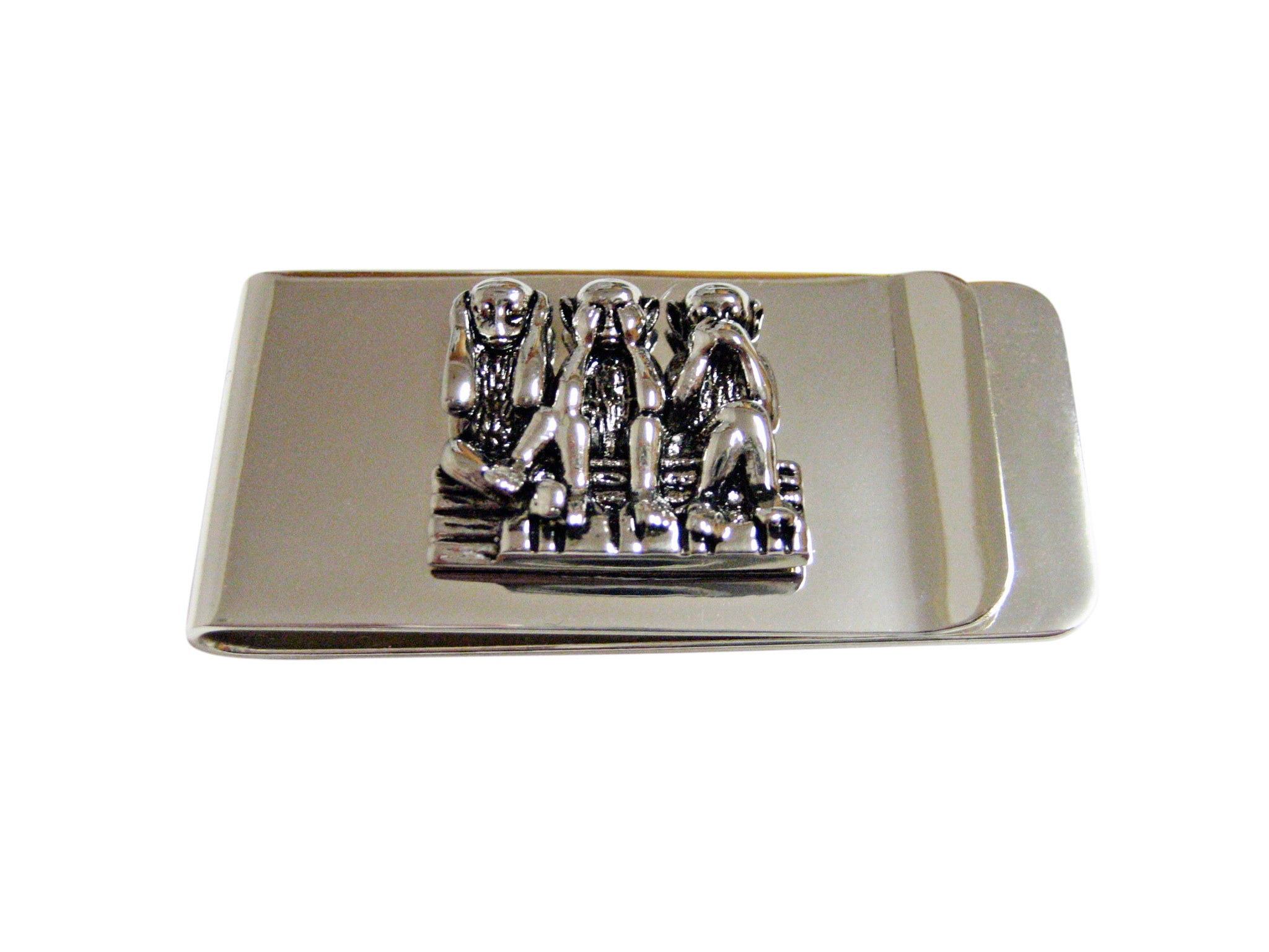 Black and Silver Toned 3 Wise Monkeys Money Clip