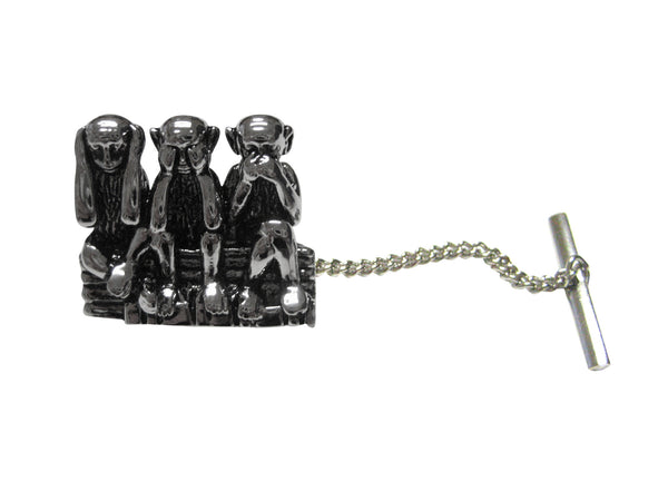 Black and Silver Toned 3 Wise Monkeys Tie Tack