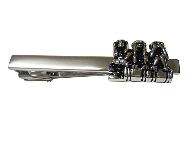 Black and Silver Toned Three Wise Monkeys Square Tie Clip