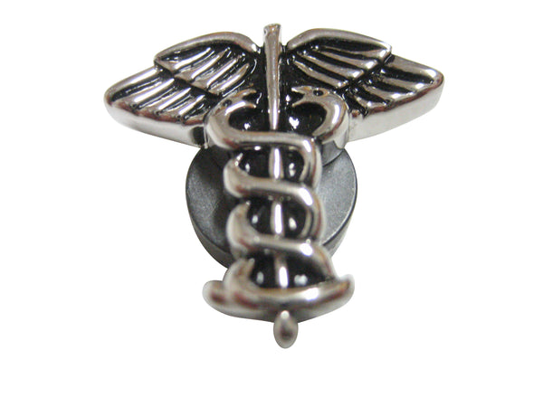 Black and Silver Toned Caduceus Medical Symbol Magnet