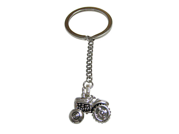 Black and Silver Toned Detailed Farming Tractor Keychain