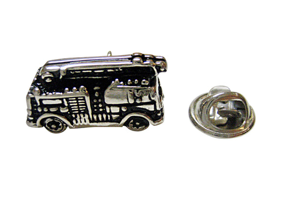 Black and Silver Toned Fire Truck Engine Lapel Pin