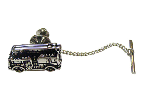 Black and Silver Toned Fire Truck Engine Tie Tack