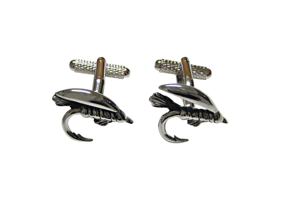 Black and Silver Toned Fishing Fly Fisherman Cufflinks