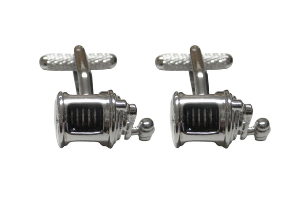 Black and Silver Toned Fishing Reel Cufflinks