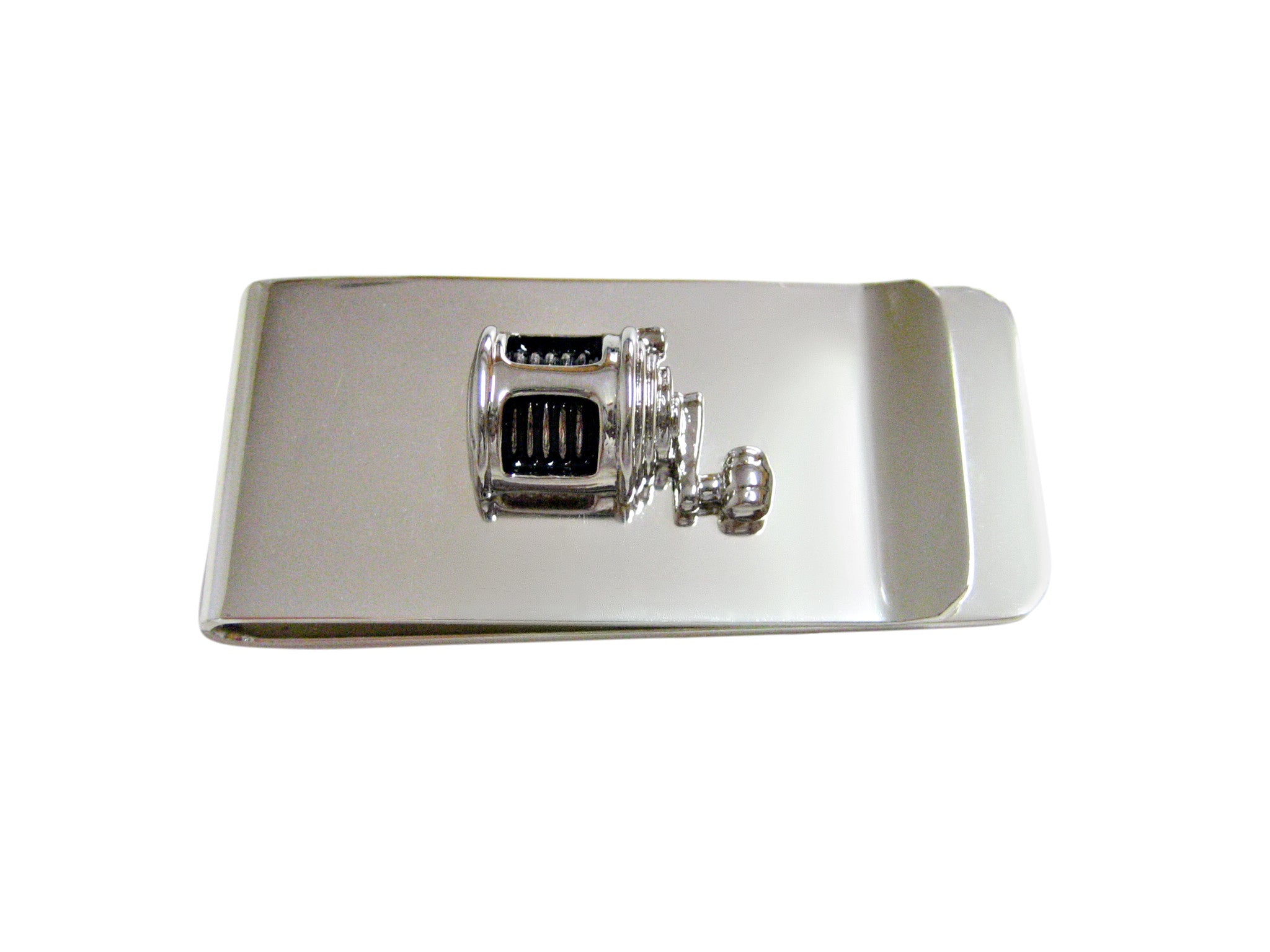 Black and Silver Toned Fishing Reel Money Clip