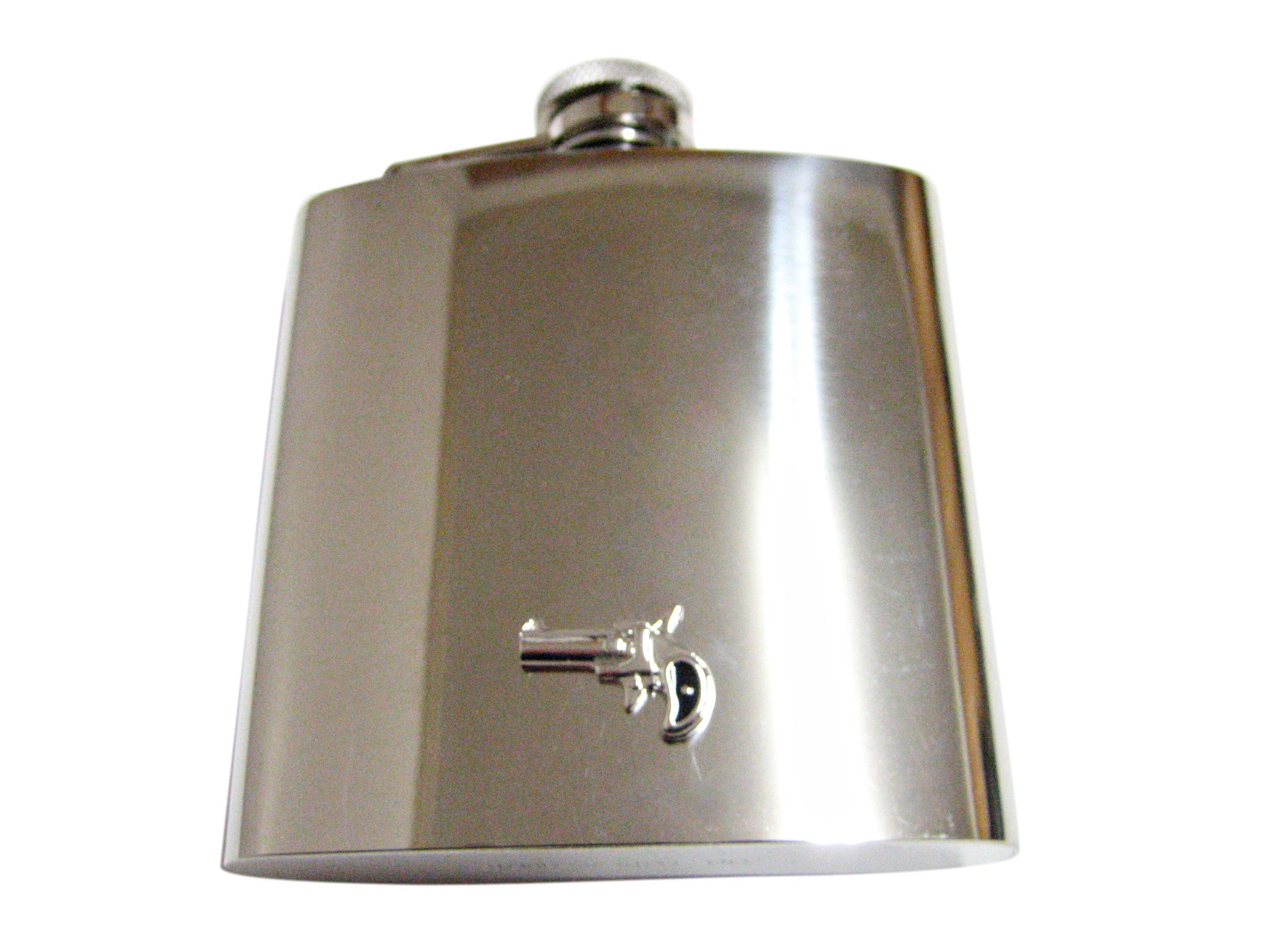 Black and Silver Toned Hand Gun Pistol 6 Oz. Stainless Steel Flask