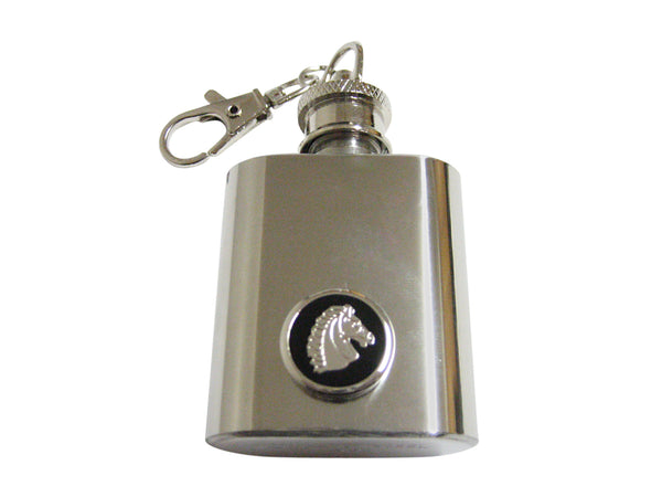 Black and Silver Toned Horse Head Keychain Flask