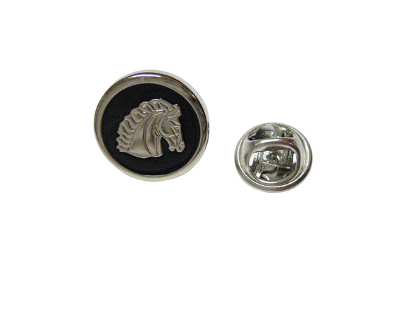 Black and Silver Toned Horse Head Lapel Pin