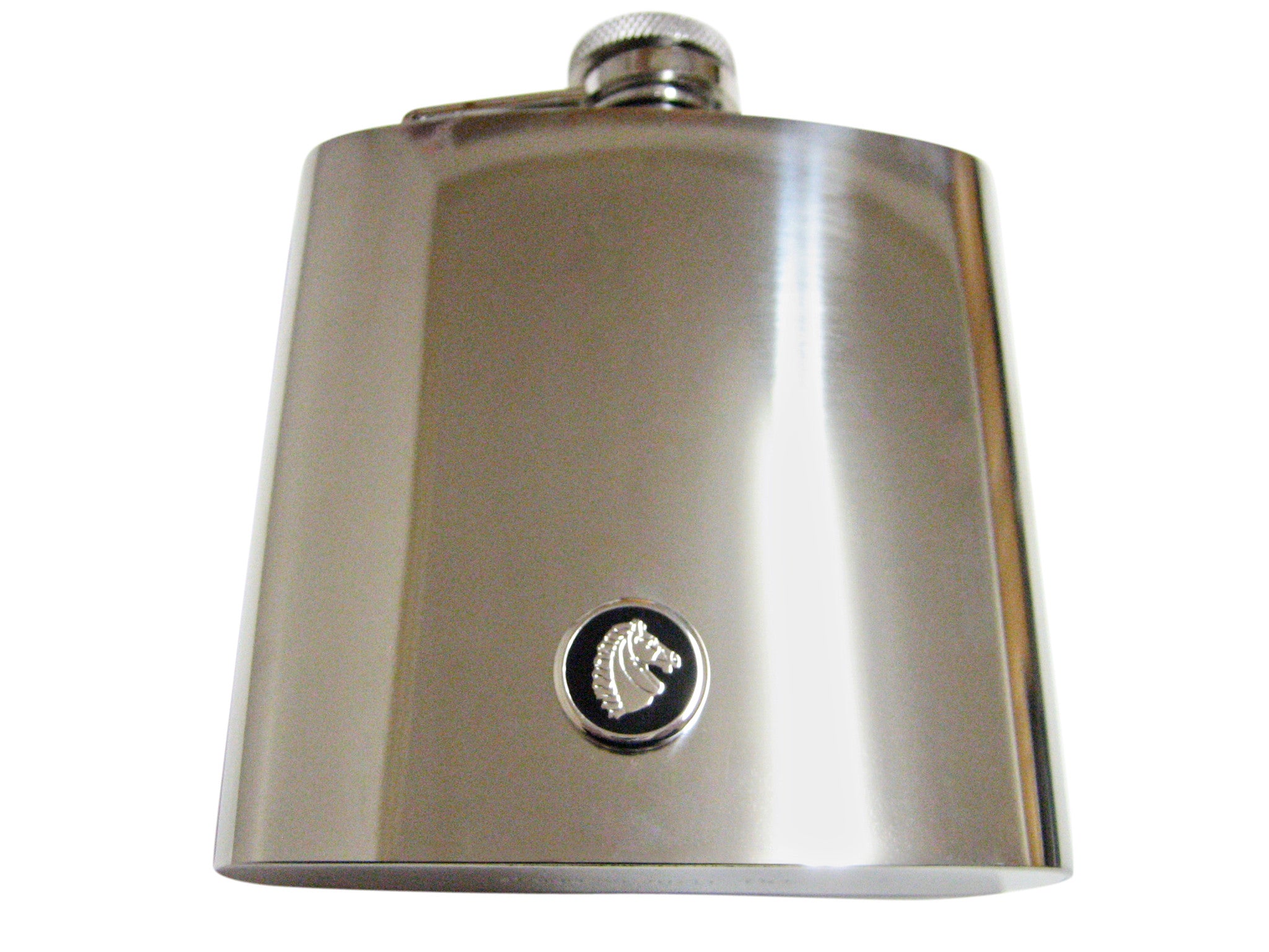 Black and Silver Toned Horse Head 6 Oz. Stainless Steel Flask