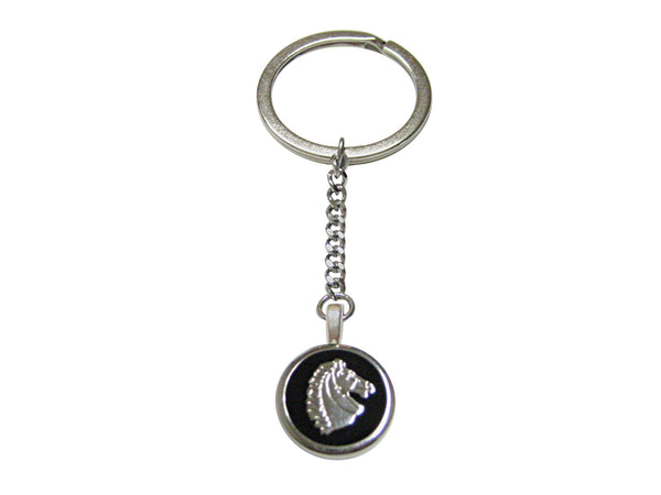 Black and Silver Toned Horse Head Pendant Keychain