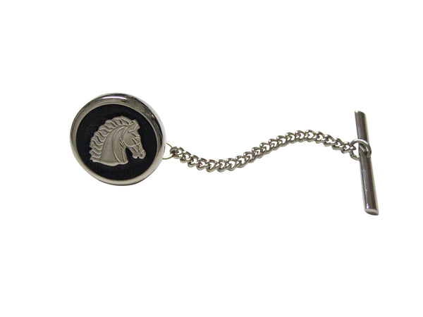 Black and Silver Toned Horse Head Tie Tack