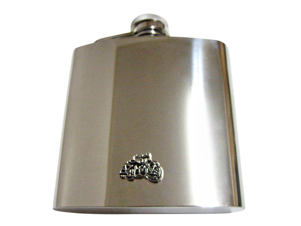 Black and Silver Toned Motorcycle 6 Oz. Stainless Steel Flask