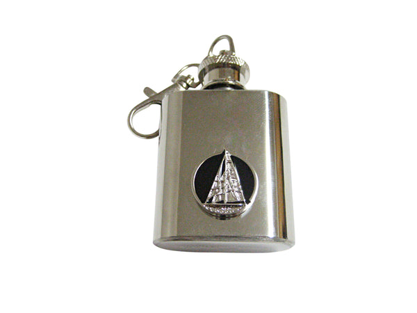 Black and Silver Toned Nautical Sail Boat Keychain Flask