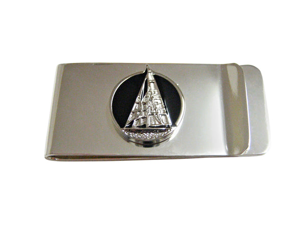 Black and Silver Toned Nautical Sail Boat Money Clip