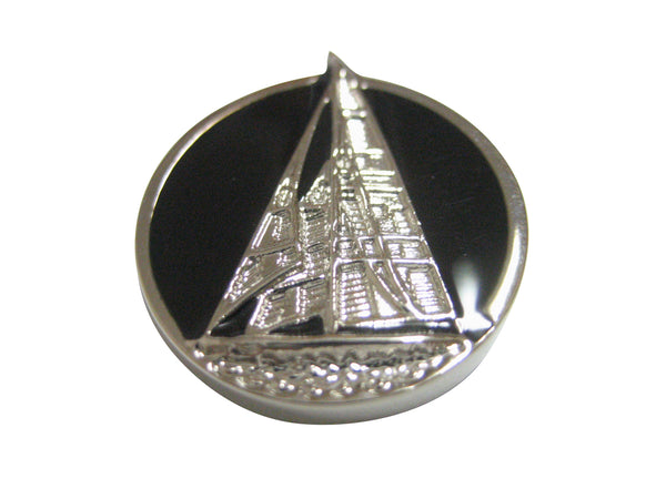 Black and Silver Toned Nautical Sail Boat Pendant Magnet
