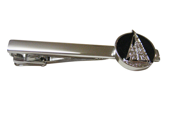 Black and Silver Toned Nautical Sail Boat Square Tie Clips