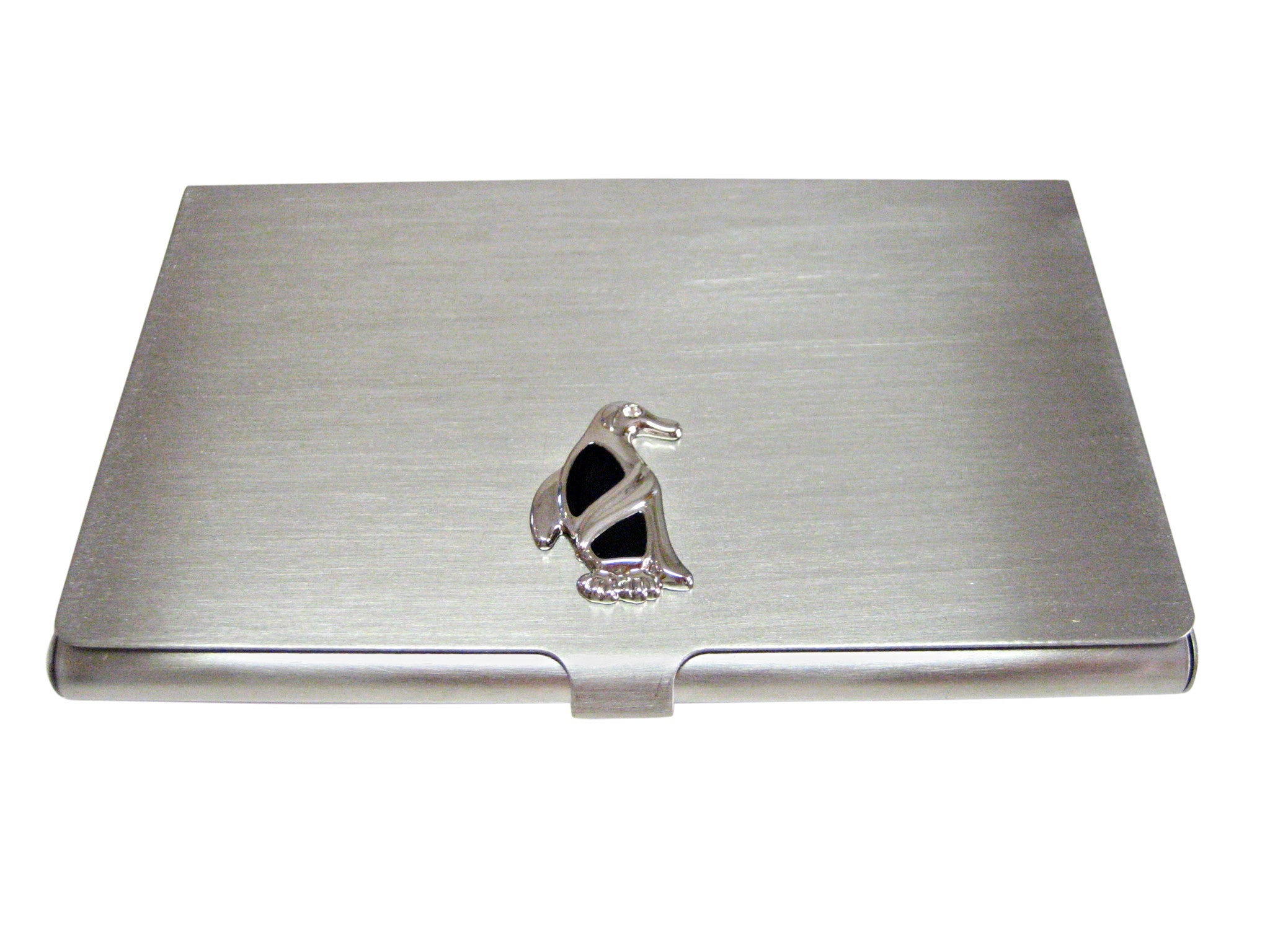 Black and Silver Toned Penguin Bird Business Card Holder