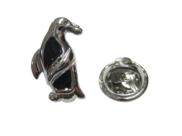 Black and Silver Toned Penguin Bird Lapel Pin