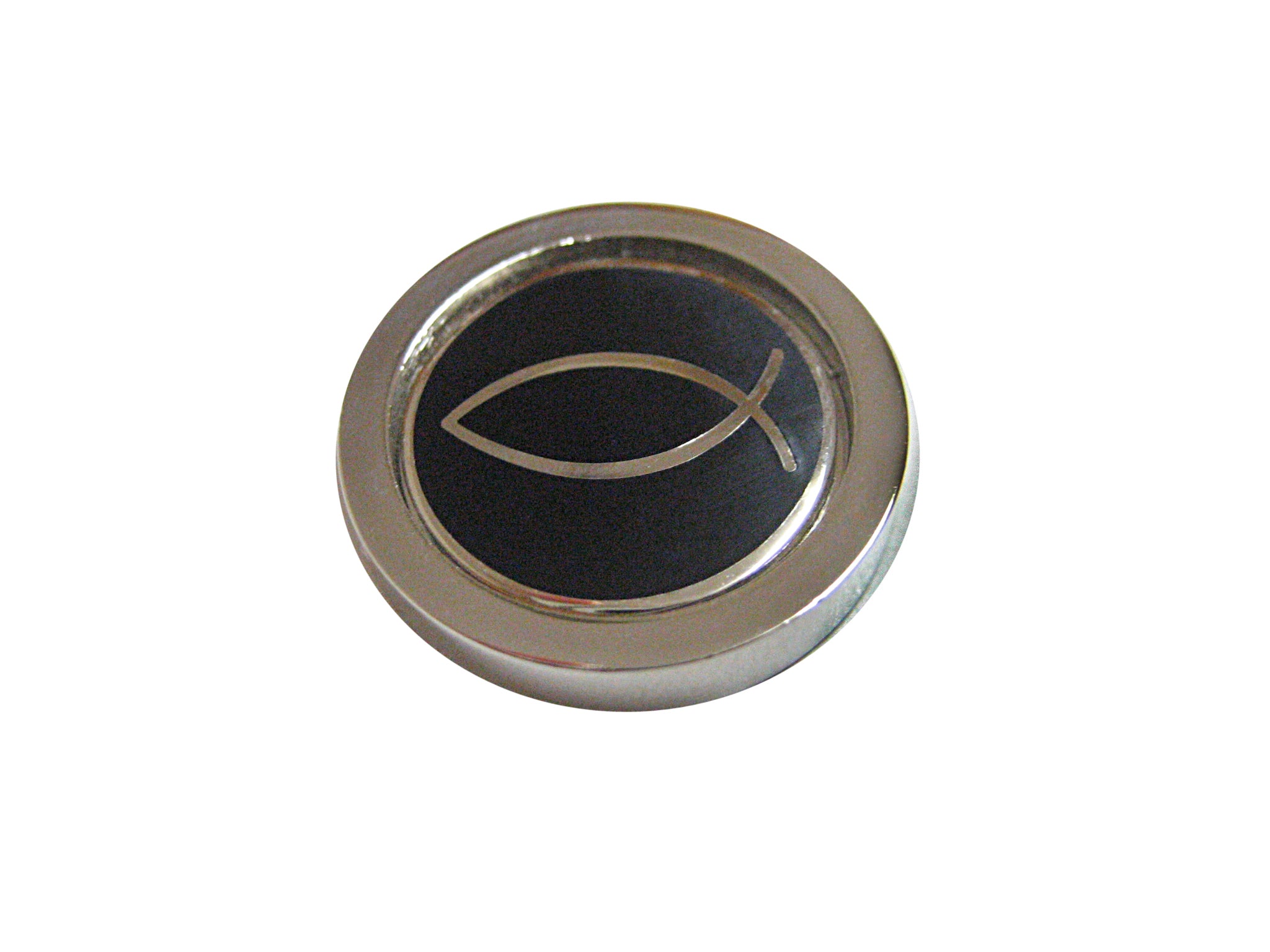 Black and Silver Toned Religious Ichthys Magnet