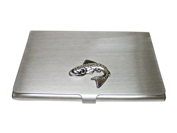 Black and Silver Toned Salmon Fish Business Card Holder
