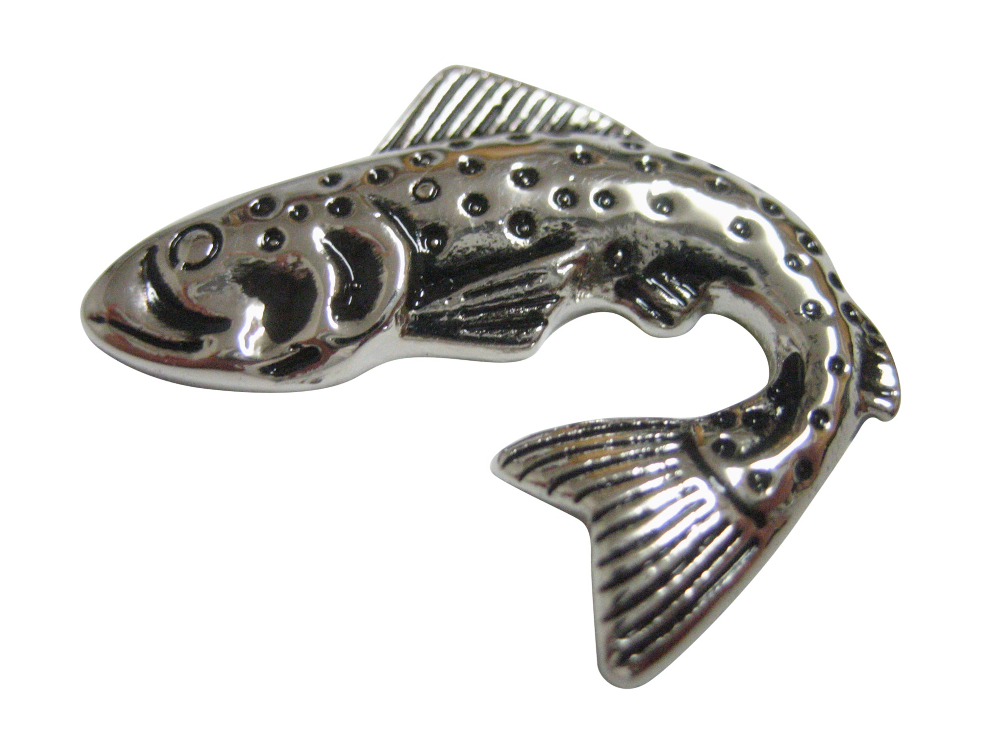 Black and Silver Toned Salmon Fish Magnet