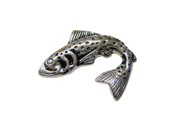 Black and Silver Toned Salmon Fish Magnet