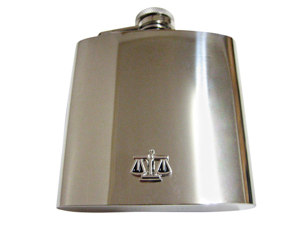 Black and Silver Toned Scale of Justice 6 Oz. Stainless Steel Flask
