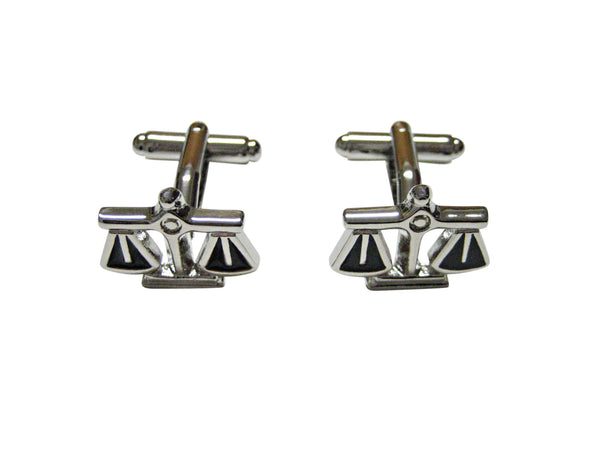 Black and Silver Toned Scale of Justice Law Cufflinks