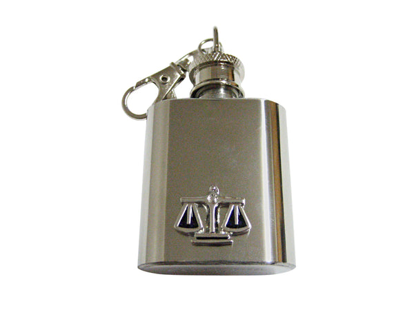 Black and Silver Toned Scale of Justice Law Keychain Flask
