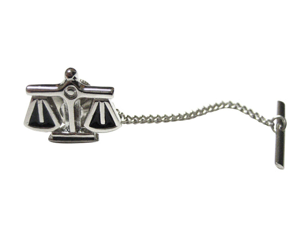 Black and Silver Toned Scale of Justice Tie Tack