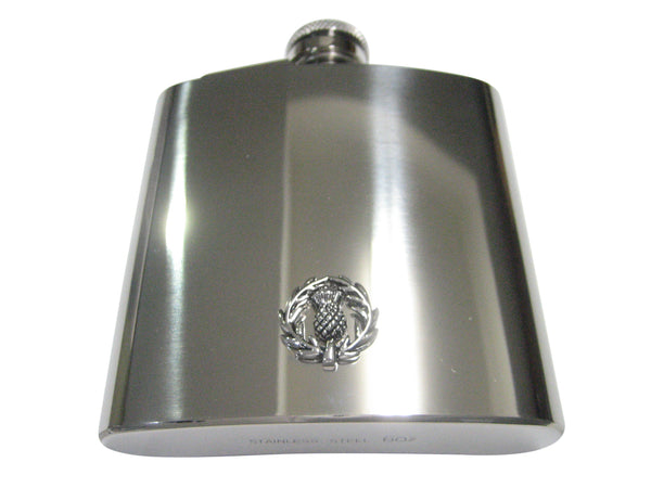 Black and Silver Toned Scottish Thistle 6oz Flask