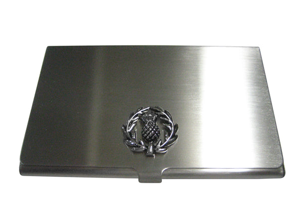 Black and Silver Toned Scottish Thistle Business Card Holder