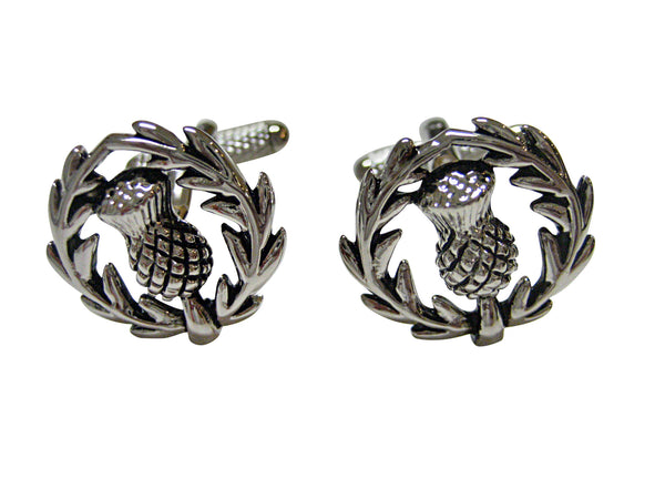 Black and Silver Toned Scottish Thistle Cufflinks