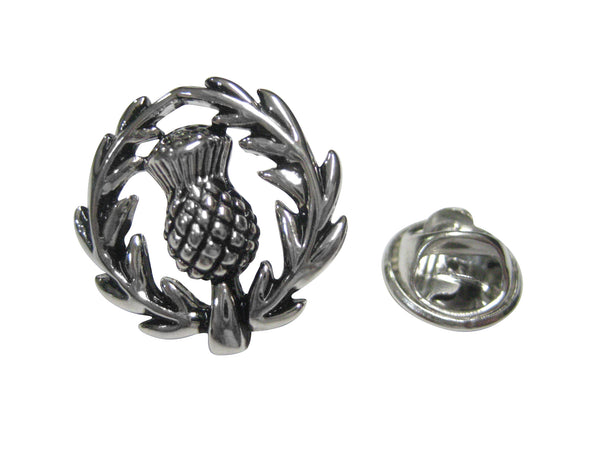 Black and Silver Toned Scottish Thistle Lapel Pin