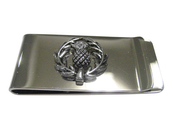 Black and Silver Toned Scottish Thistle Money Clip