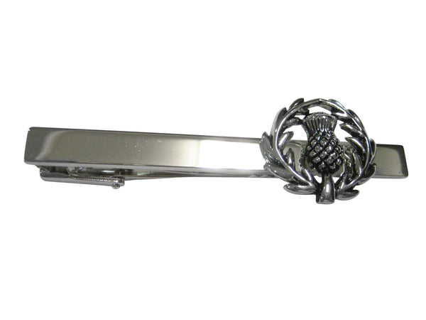 Black and Silver Toned Scottish Thistle Tie Clip